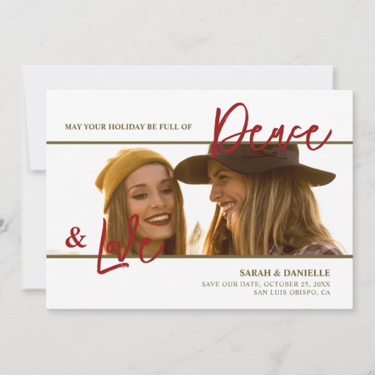 Photo Minimalist Chic Sophisticated Fake Gold Red  Save The Date (Voorkant)