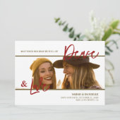 Photo Minimalist Chic Sophisticated Fake Gold Red  Save The Date (Staand voorkant)