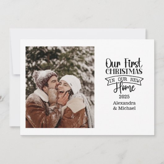 Photo Minimalist Christmas First Home Feestdagenkaart (Voorkant)