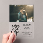 Photo Minimalist Save the date Acryl Uitnodigingen (Insitu (Draagbaar))