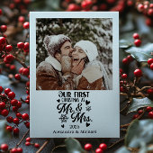 Photo Minimalistic Snowflakes Christmas Mr and Mrs Feestdagenkaart