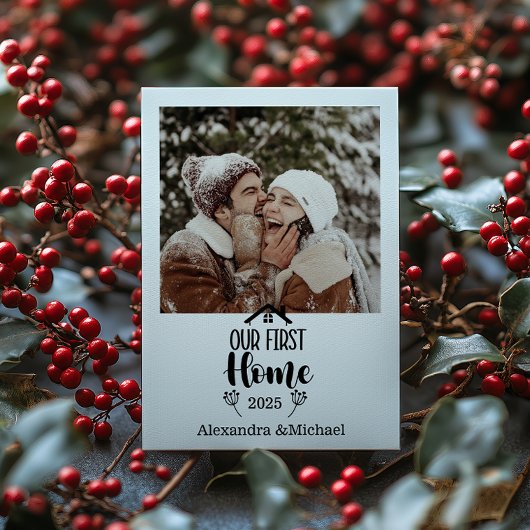 Photo Minimialist Christmas Our First Home Feestdagenkaart
