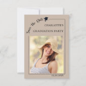 Photo mocha beige Graduation party Save the Date (Voorkant)