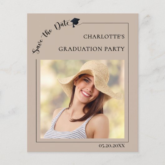 Photo mocha beige Graduation Save the Date Flyer (Voorkant)