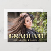 PHOTO Modern Elegant Graduation Party Invitation Briefkaart (Voorkant / Achterkant)