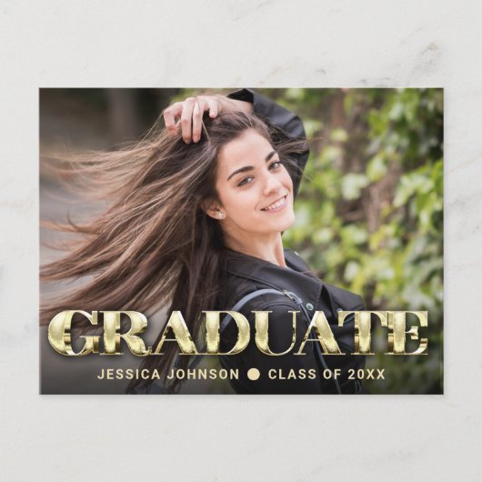 PHOTO Modern Elegant Graduation Party Invitation Briefkaart (Voorkant)