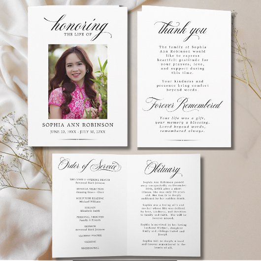 Photo Modern Memorial Order of Service Program  Kaart