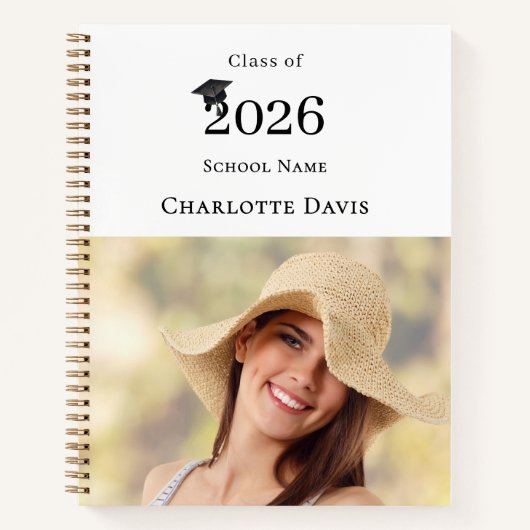  Photo Modern Senior Graduate Class of 2026 Notitieboek (Voorkant)