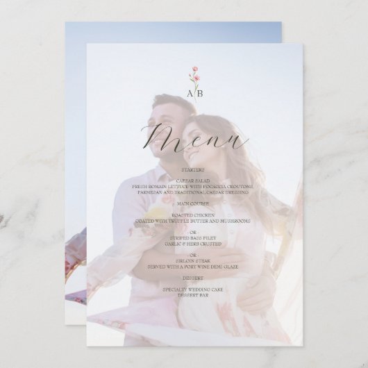 Photo Monogram Wedding Menu (Voorkant / Achterkant)