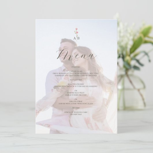 Photo Monogram Wedding Menu (Staand voorkant)