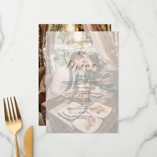 Photo Monogram Wedding Menu (Voorkant / Achterkant in situ)