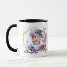 Photo mug with flower frame mok