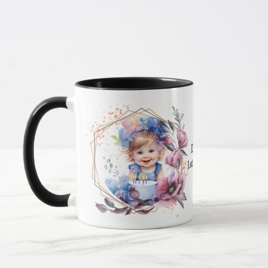 Photo mug with flower frame mok (Links)
