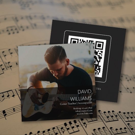 Photo Music Teacher Singer Songwriter QR Code Vierkante Visitekaartje