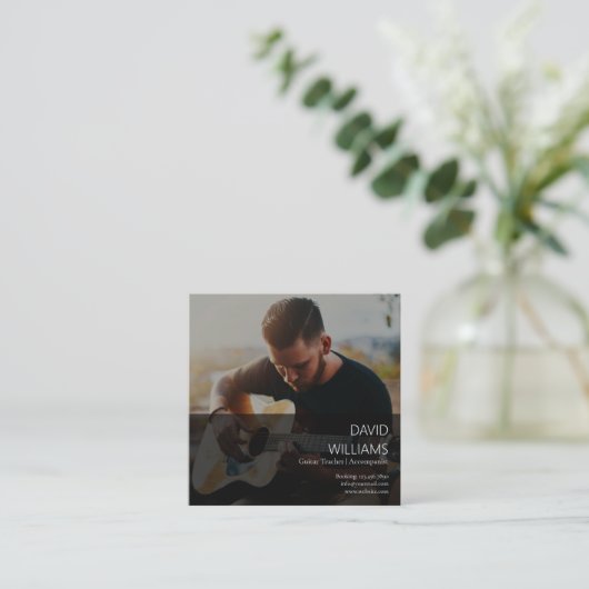 Photo Music Teacher Singer Songwriter QR Code Vierkante Visitekaartje (Staand voorkant)