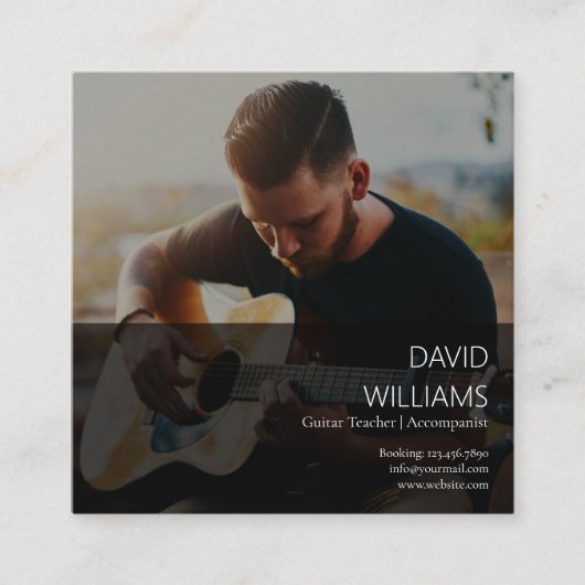 Photo Music Teacher Singer Songwriter QR Code Vierkante Visitekaartje (Voorkant)