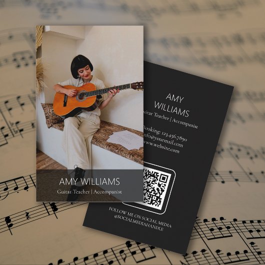 Photo Music Teacher Singer Songwriter QR Code Visitekaartje