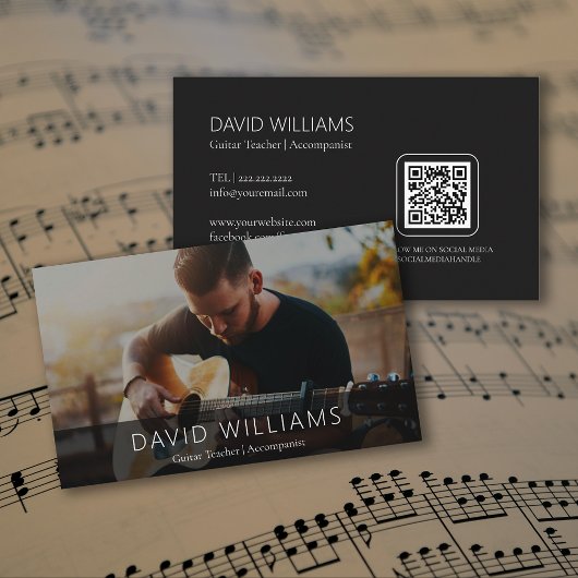 Photo Music Teacher Singer Songwriter QR Code Visitekaartje