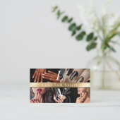 Photo Nail Art Technician Luxe Monogram Black Gold Visitekaartje (Staand voorkant)