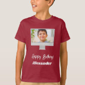 Photo name birthday boy red t-shirt (Voorkant)
