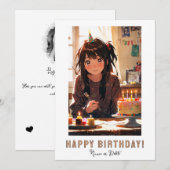 *PHOTO NAME Birthday Cake ANIME Girl  Kaart (Voorkant / Achterkant)