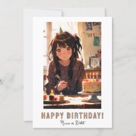 *PHOTO NAME Birthday Cake ANIME Girl  Kaart