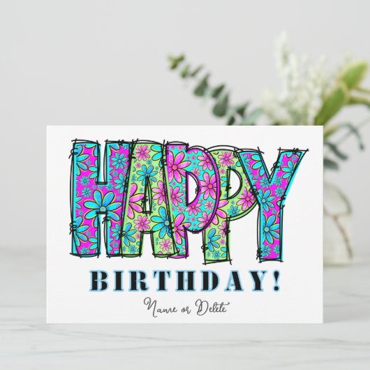 *PHOTO NAME Birthday Card Event Personalize Kaart (Staand voorkant)