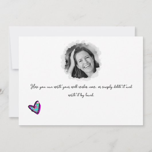 *PHOTO NAME Birthday Card Event Personalize Kaart (Achterkant)