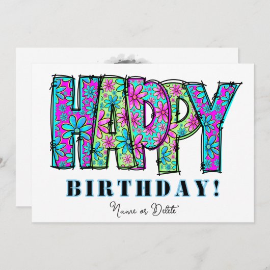 *PHOTO NAME Birthday Card Event Personalize Kaart (Voorkant / Achterkant)