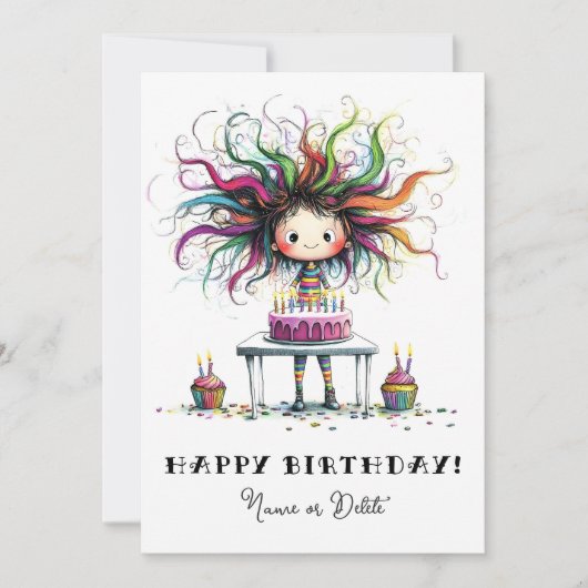 * # PHOTO NAME Birthday Card Personalize Whimsical Kaart (Voorkant)
