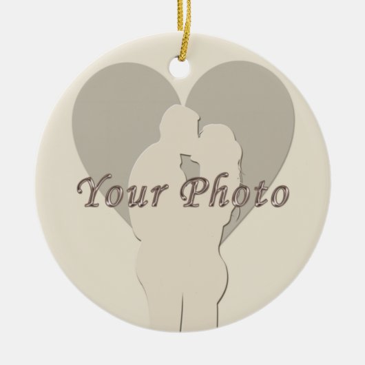 PHOTO NAMES DATUM AANGEPASTE Verloving Ornaments Keramisch Ornament (Voorkant)