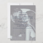 Photo Navy Elegant Pink Garland Wreath Wedding Save The Date (Achterkant)