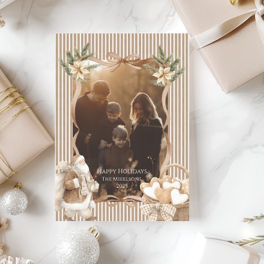 Photo Neutral Poinsettia Christmas Feestdagenkaart