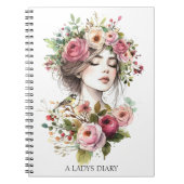 Photo Notebook Diary Women with Roses-Wreath Notitieboek (Voorkant)
