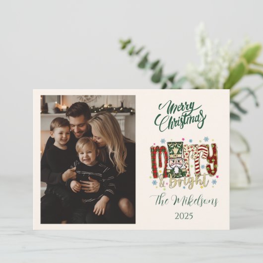 Photo Nutcracker Merry & Bright Christmas Feestdagenkaart (Staand voorkant)