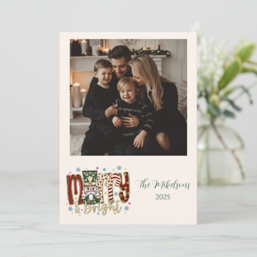 Photo Nutcracker Merry & Bright Christmas Feestdagenkaart (Staand voorkant)