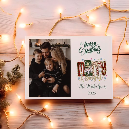 Photo Nutcracker Merry & Bright Christmas Feestdagenkaart