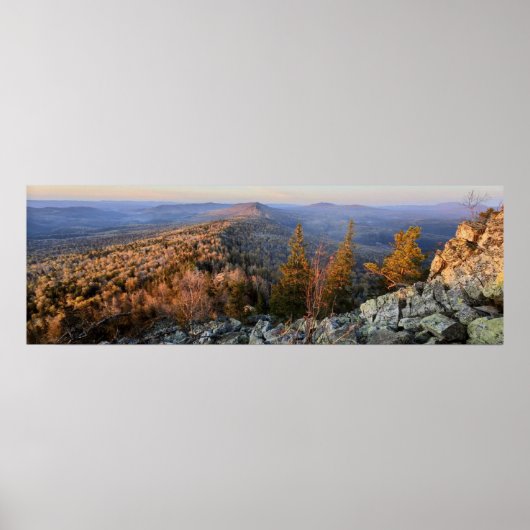 photo of a mountainous autumn forest, mountains, p poster (Voorkant)