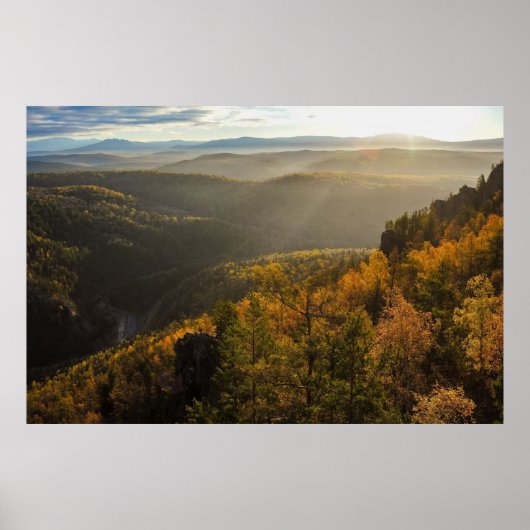 photo of a mountainous autumn forest, mountains, p poster (Voorkant)
