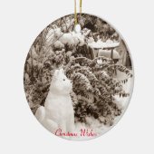 photo of funny akita snow dog snow scene keramisch ornament (Links)