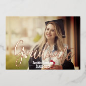 Photo of Graduation with Metallic relief Folie Uitnodiging (Voorkant)