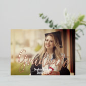 Photo of Graduation with Metallic relief Folie Uitnodiging (Staand Voorkant)