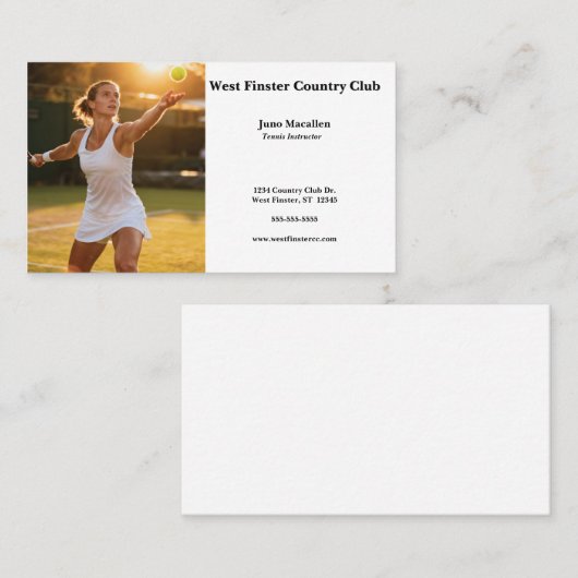 Photo of Woman Tennis Player Visitekaartje (Voorkant / Achterkant)