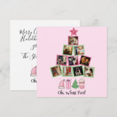 Photo Oh, What Fun Pink & Green Christmas Feestdagenkaart (Voorkant / Achterkant)
