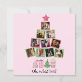 Photo Oh, What Fun Pink & Green Christmas Feestdagenkaart (Voorkant)