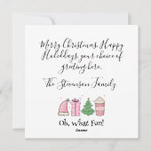 Photo Oh, What Fun Pink & Green Christmas Feestdagenkaart (Achterkant)