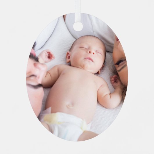 Photo on back 1st Christmas Baby Metalen Ornament (Achterkant)