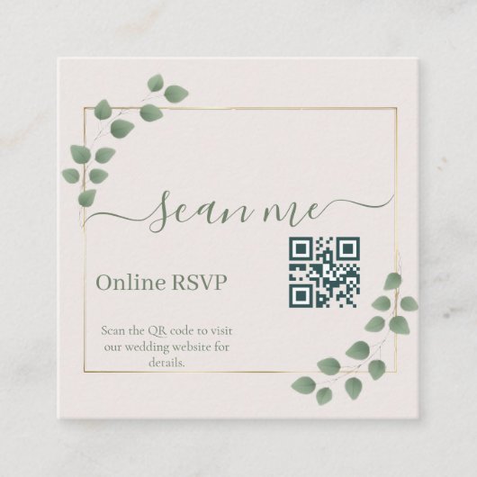 Photo Online QR Code Modern Minimalist Wedding Informatiekaartje (Voorkant)