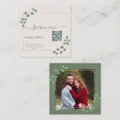 Photo Online QR Code Modern Minimalist Wedding Informatiekaartje (Voorkant / Achterkant)