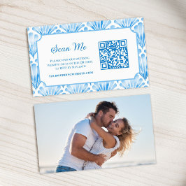 Photo Online RSVP QR Code Blue Seashell Watercolor Informatiekaartje